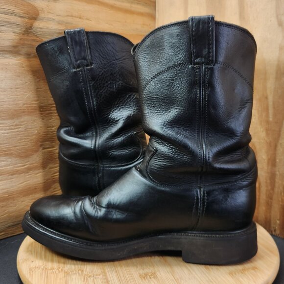 Justin Roper Boots Mens Black Leather Pull On Size 9 main image 6